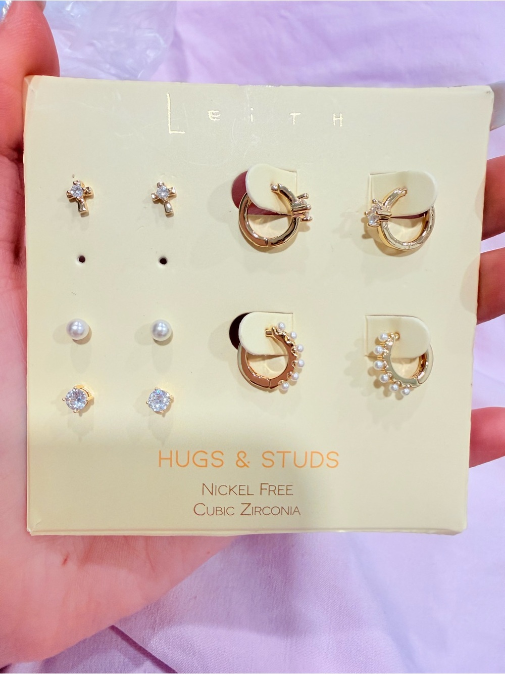 Leith Gold Pearl & Cubic Zirconia Multi-Pair Earring Set